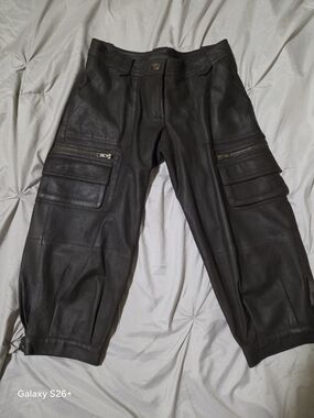 Guess Collection Brown Vintage Leather Cropped Pants Size 0